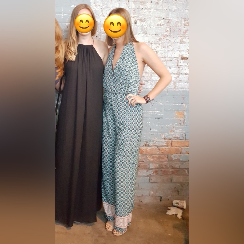 RARE Zara Argentina Patterned Blue Halter Jumpsuit